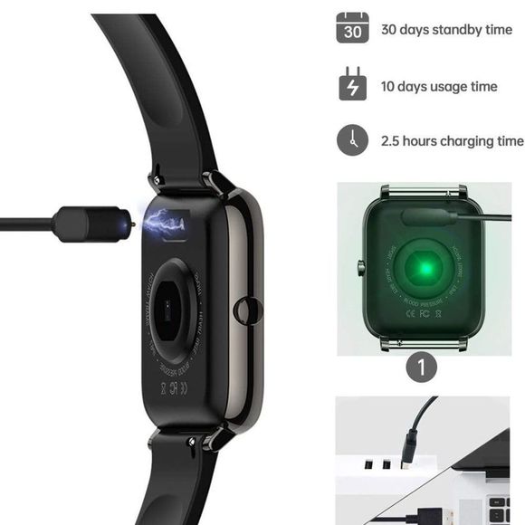 Popglory Smart Watch - 1.4" Full Touch Screen, Black - Picture 2 of 10